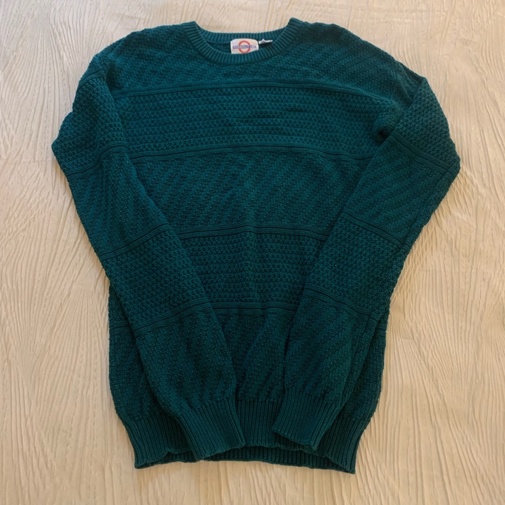 Vintage Piccadilly Line 100% Cotton Cable Knit Sweater, Made in USA, size LT
